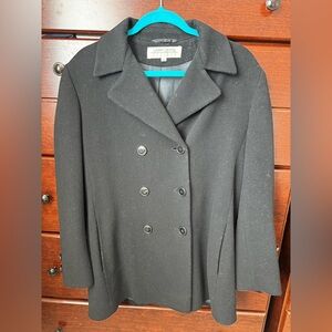 Larry Levine Designs Black Double-Breasted Wool Peacoat